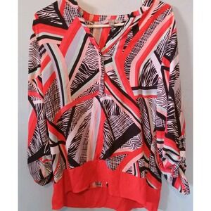 Valerie Stevens Women's Tunic Shirt Multicolor Geometric Design size L‎